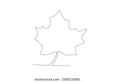 Una hermosa hoja de arce es un símbolo de Canadá. Dibujo de una línea en el Día de Canadá