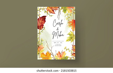 beautiful maple leaves wedding invitation template