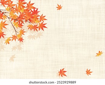 Beautiful maple thin young grass color Japanese paper wallpaper - Autumn image background material frame