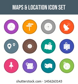 Beautiful Maps and location glyph round circle icon set