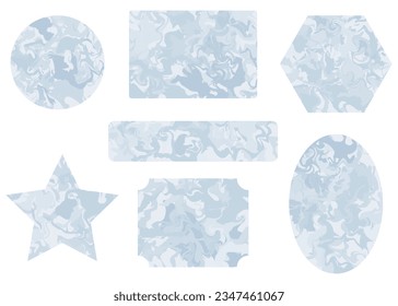 Beautiful marble pattern, basic shape frame set, vector