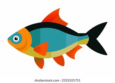 Un hermoso Arte vectorial de peces marinos en ilustración de fondo blanco.