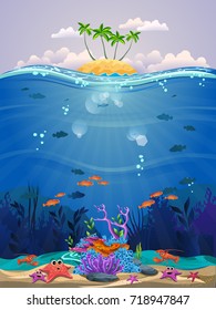 Cartoon Seamless Underwater Background Ocean Bottom Stock Vector ...