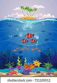 beautiful marine life with various types of coral reefs and colorful fish