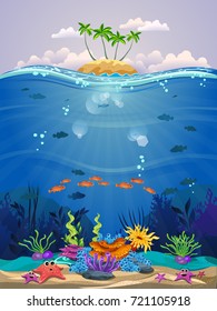 Sea Landscape Island Coral Deep Water Stock Vector (Royalty Free ...