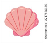Beautiful marine seashell from ocean beach shore isolated vector illustration on white background