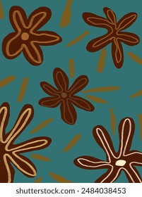 Hermosos patrones de hojas y flores de granate sobre fondo verde para Anuncio de Web, paquete de marca, impresión de tela, Fondo de pantalla, publicación en redes sociales, garabato, notas, cubiertas de libros, decoración de pared.