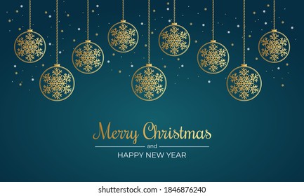 beautiful marry christmas and happy new year banner