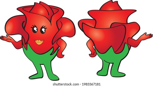 Beautiful mascot of red rose flower