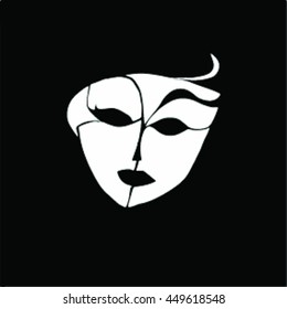 beautiful mask - black paper silhouette - abstract background design