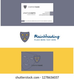 Beautiful Mask Logo and business card. vertical Design Vector