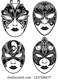 Beautiful mask for Mardi Gras .Set of woman masks