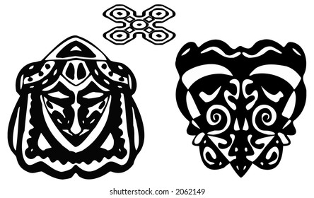 Beautiful masks and the arms. A vector illustration.