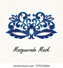 Beautiful Masquerade mask of lace. Venetian carnival mask. Vintage unique luxury quality pattern.