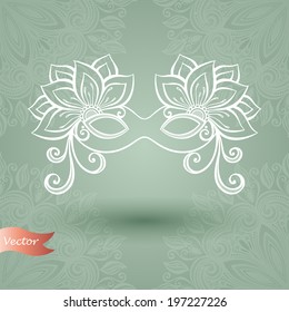 Beautiful Masquerade Mask (Vector) on Ornate Background