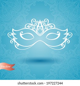 Beautiful Masquerade Mask (Vector) On Ornate Background