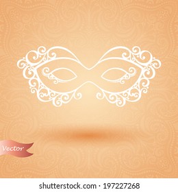 Beautiful Masquerade Mask (Vector) on Ornate Background