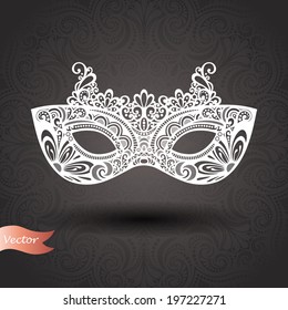 Beautiful Masquerade Mask (Vector) on Ornate Background