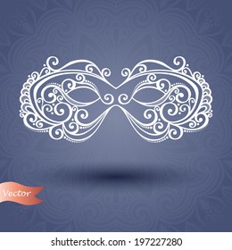 Beautiful Masquerade Mask (Vector) on Ornate Background