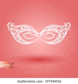 Beautiful Masquerade Mask (Vector) on Ornate Background