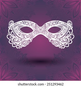 Beautiful Masquerade Mask (Vector) on Ornate Background