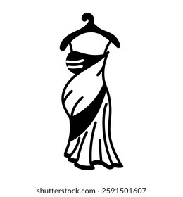 Beautiful maternity clothing icon in hand drawn style 
