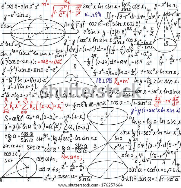 Beautiful Mathematical Vector Seamless Pattern Formulas Stock Vector Royalty Free