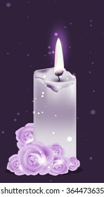 Beautiful mauve Candle with Roses