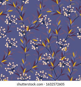 Beautiful meadow Floral pattern in the small flower.Seamless vector texture. Design for fashion,fabric,wallpaper,wrapping ,web and all prints on trendy violet.