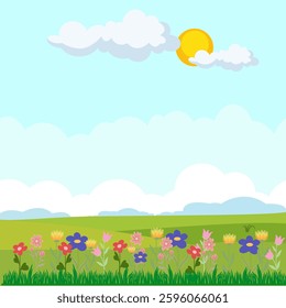 beautiful meadow and flower vector