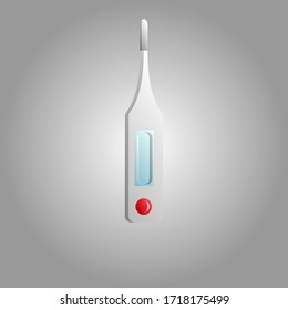 Beautiful medical icon of a glass digital new thermometer for measuring temperature on a white background.