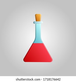 Beautiful medical icon of a scientific glass laboratory chemical test tube, research flask on a white background.