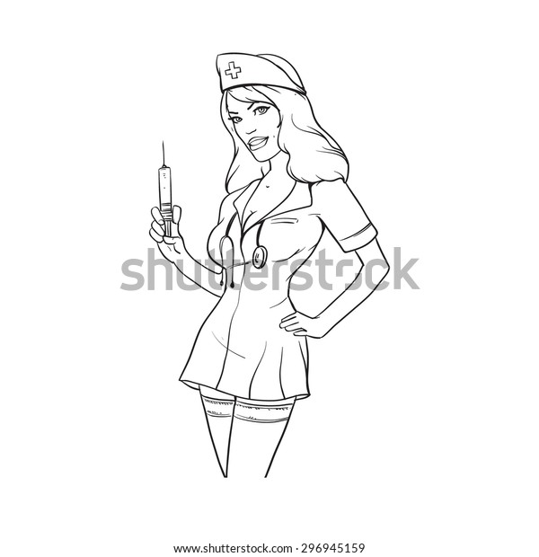 Image Vectorielle De Stock De Beautiful Medical Nurse Syringe Simple Vector 296945159