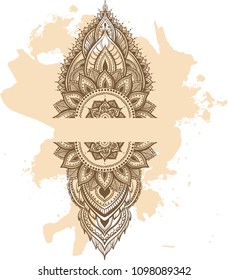 Beautiful mehndi pattern with curls and mandala