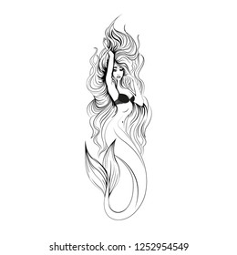 Mermaid Black White Images Stock Photos Vectors Shutterstock