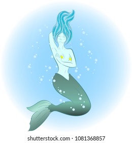 beautiful mermaid in the bubbles