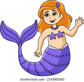Beautiful Mermaid Cartoon Colored Clipart 