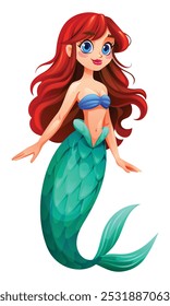 Beautiful mermaid character. Vector cartoon illustration