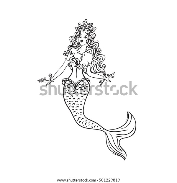 Beautiful Mermaid Crown On White Background Stock Vector (Royalty Free ...