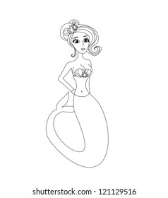  Beautiful mermaid - doodle illustration