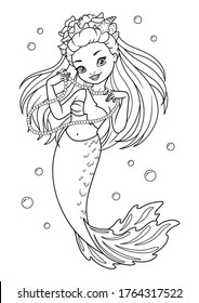 Beautiful Mermaid Fashionista Coloring Page