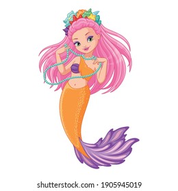 Beautiful Mermaid Fashionista on white background