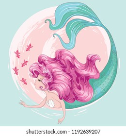 Beautiful mermaid girl vector design.