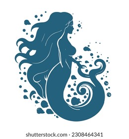 beautiful mermaid illustration for your design. Mermaid silhouette