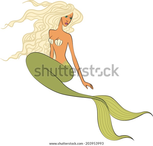 Beautiful Mermaid Long Blonde Hair Stock Vector Royalty Free