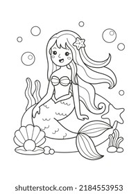 beautiful mermaid printable coloring page