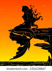 beautiful mermaid silhouette vector illustration