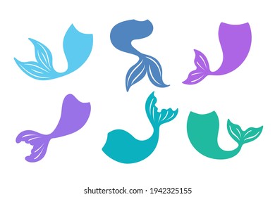 Beautiful mermaid tail vector Ocean mermaid tail design Isolated on white background