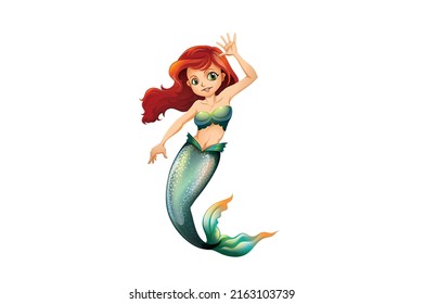 Beautiful Mermaid vector illustration isolated on white background