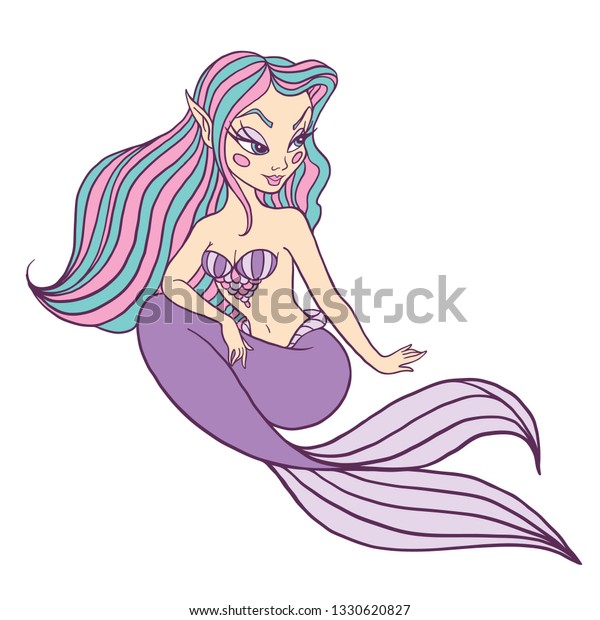 Download Beautiful Mermaid Vector Illustration Kids Fashion Stock ...